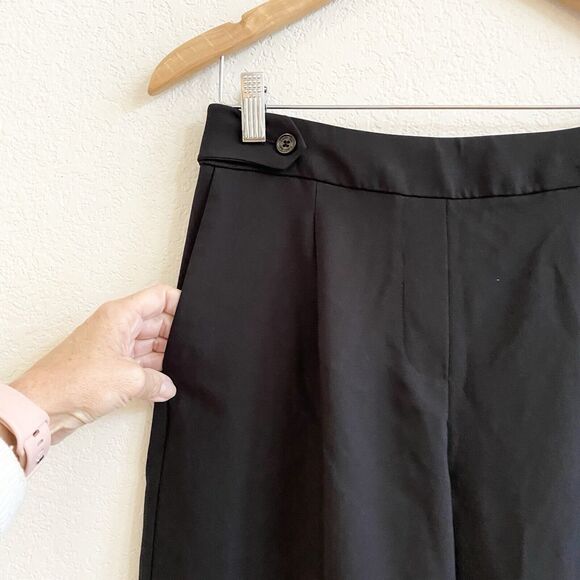 CALVIN KLEIN Pleated Front Wide Leg Pants w/pockets Size 4 Black - Picture 3 of 8